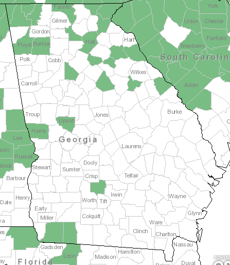 The range of Angelica venenosa